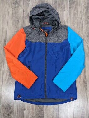 American Eagle Men's Light Soft Shell Jacket Medium Colorblock Rain Windbreaker